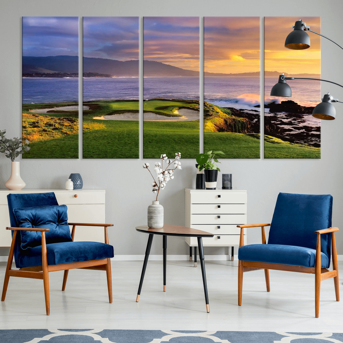 73699248-MGV-CV-36X24-Pebble Beach Golf Links Wall Art Canvas Print – Iconic Coastal Golf Course Artwork, Perfect for Office, Man Cave, or Golf Lover’s Decor