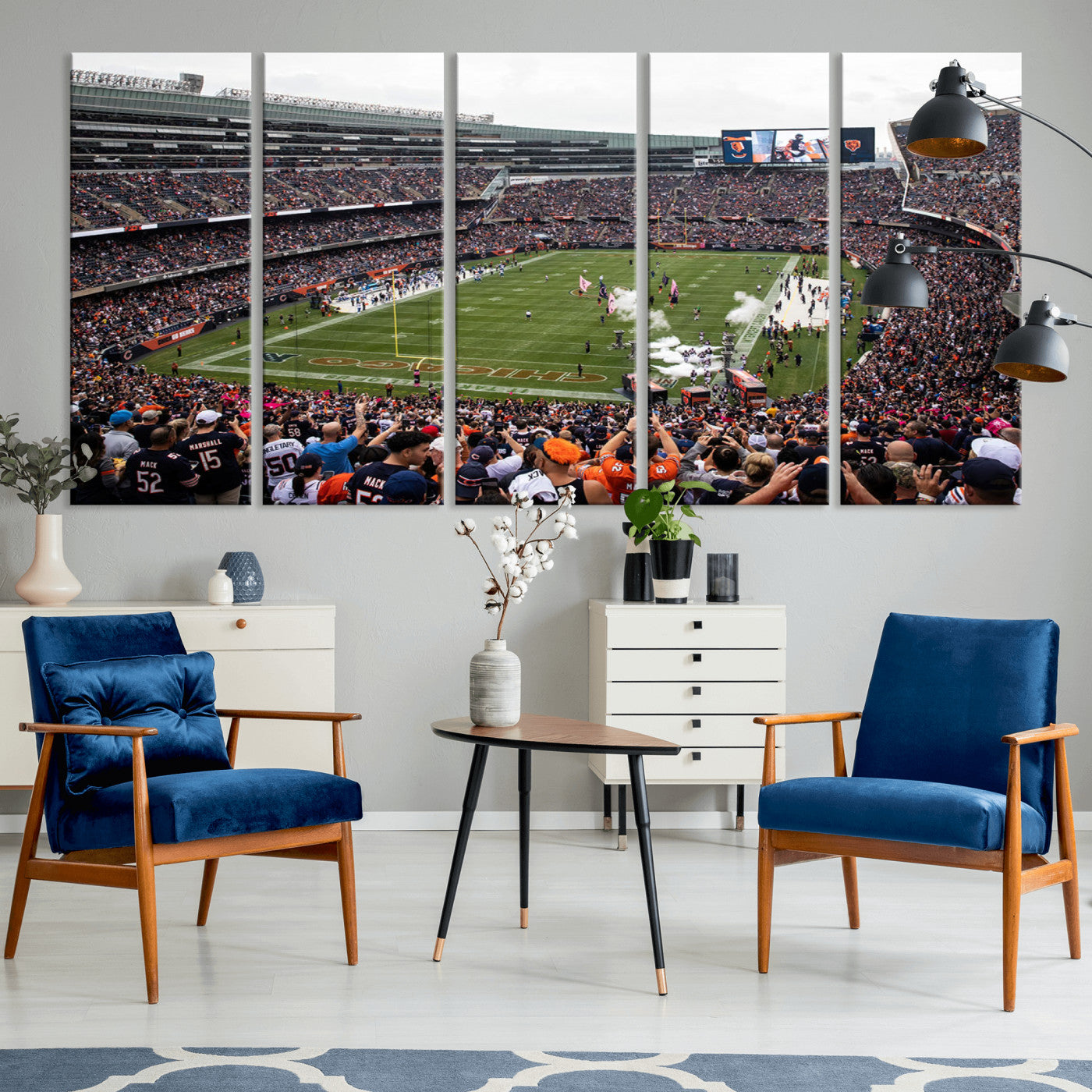 18347149-MGV-CV-36X24-Chicago Bears Soldiers Field Wall Art Canvas Print – Framed Football Stadium Artwork for Sports Fans, Soldier Field Skyline Canvas Decor for Game Room or Man Cave