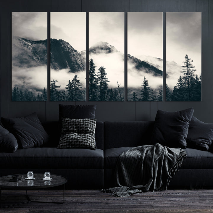 Montagnes Toile Foggy Forest Wall Art Mountain Banff Nal Park Print