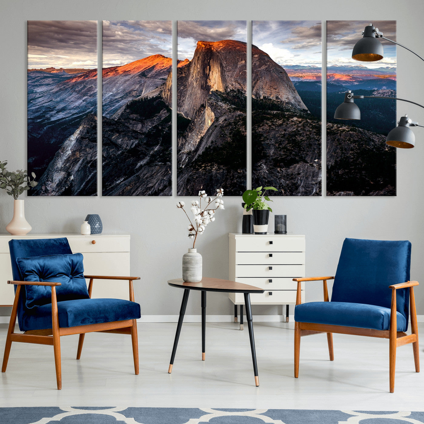 20714-MGV-CV-36X24-Half Dome Wall Art Print - Yosemite Majestic Triptych Landscape Print – National Park Nature Decor for Living Room or Office – Ready to Hang