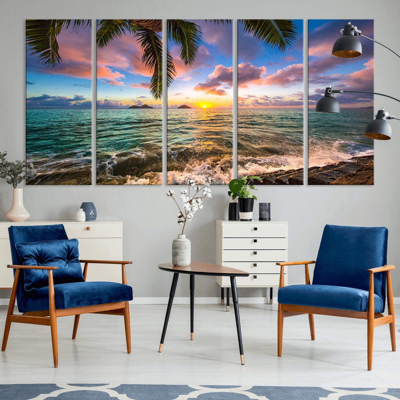 85985-MGV-CV-36X24-Framed Tropical Sunset Art Canvas Print