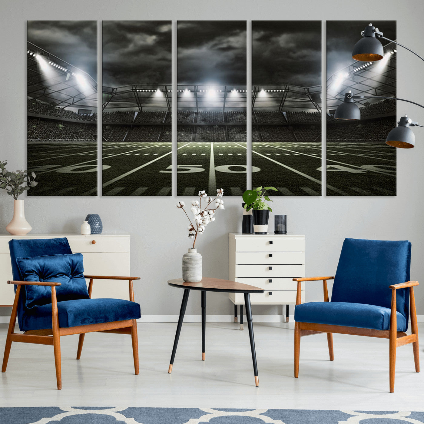 90107-MGV-CV-36X24-American Football Stadium Wall Art Canvas Print, Stadium Sport Wall Art Print