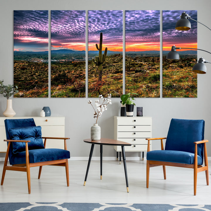 Arizona Desert Sunset Wall Art Canvas Print, Phoenix Wall Art Print