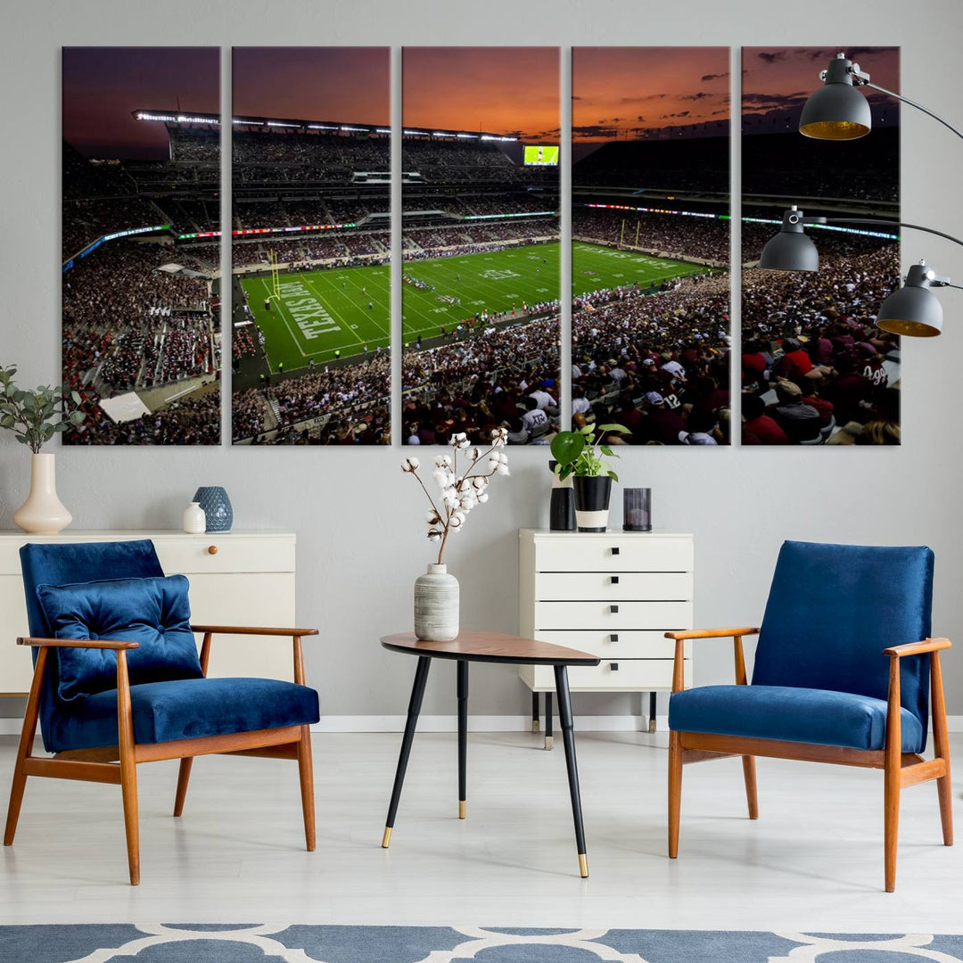 Texas A&M University Aggies Football Team Print - College Station Kyle Field Stadium Wall Art Canvas Print