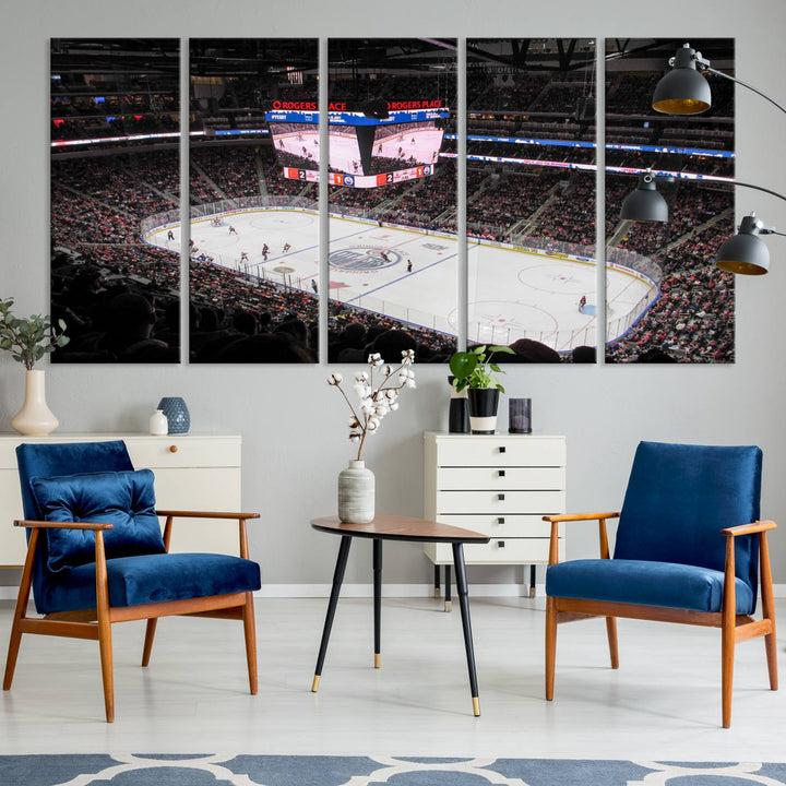 Rogers Place Edmonton Oilers Ice Hockey Stadium Wall Art Canvas Print