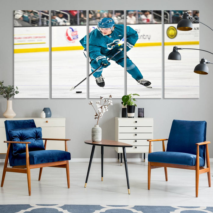 San Jose SharksIce Hockey Player Wall Art Canvas Print