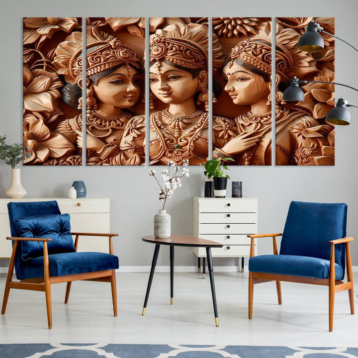 Indian Woman Statue Wall Art Canvas Print