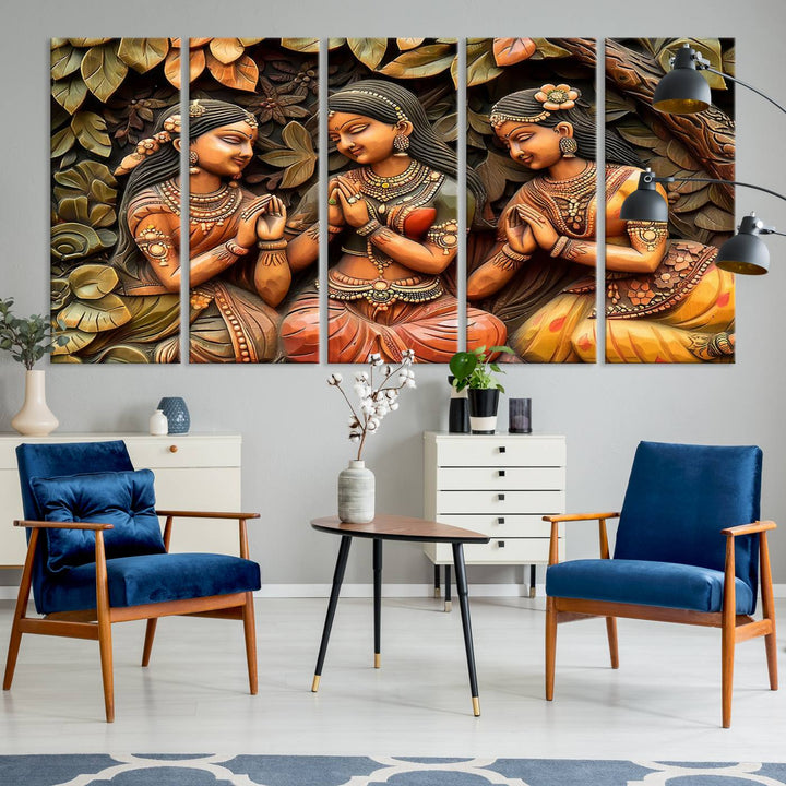 Indian Woman Statue Wall Art Canvas Print