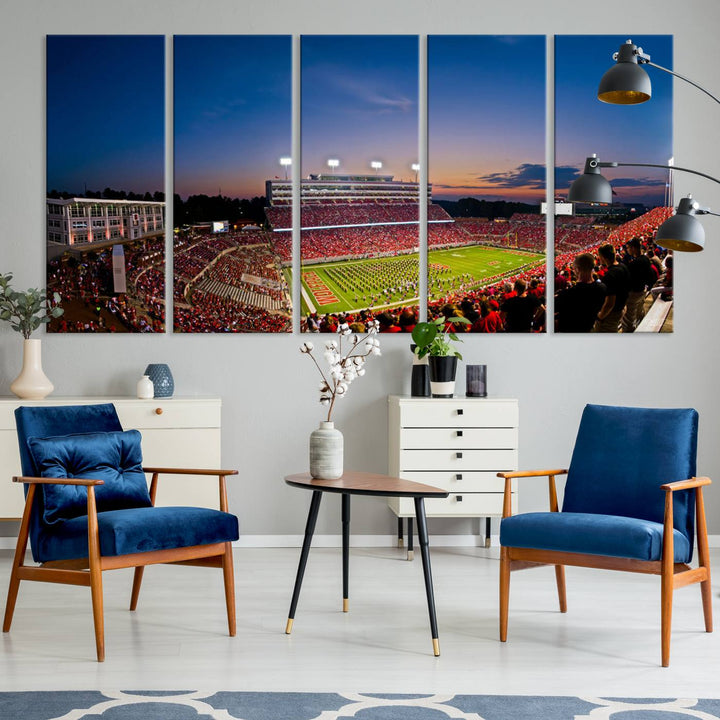 NC State Wolfpack Football Team Print - Raleigh Carter-Finley Stadium Wall Art Canvas Print