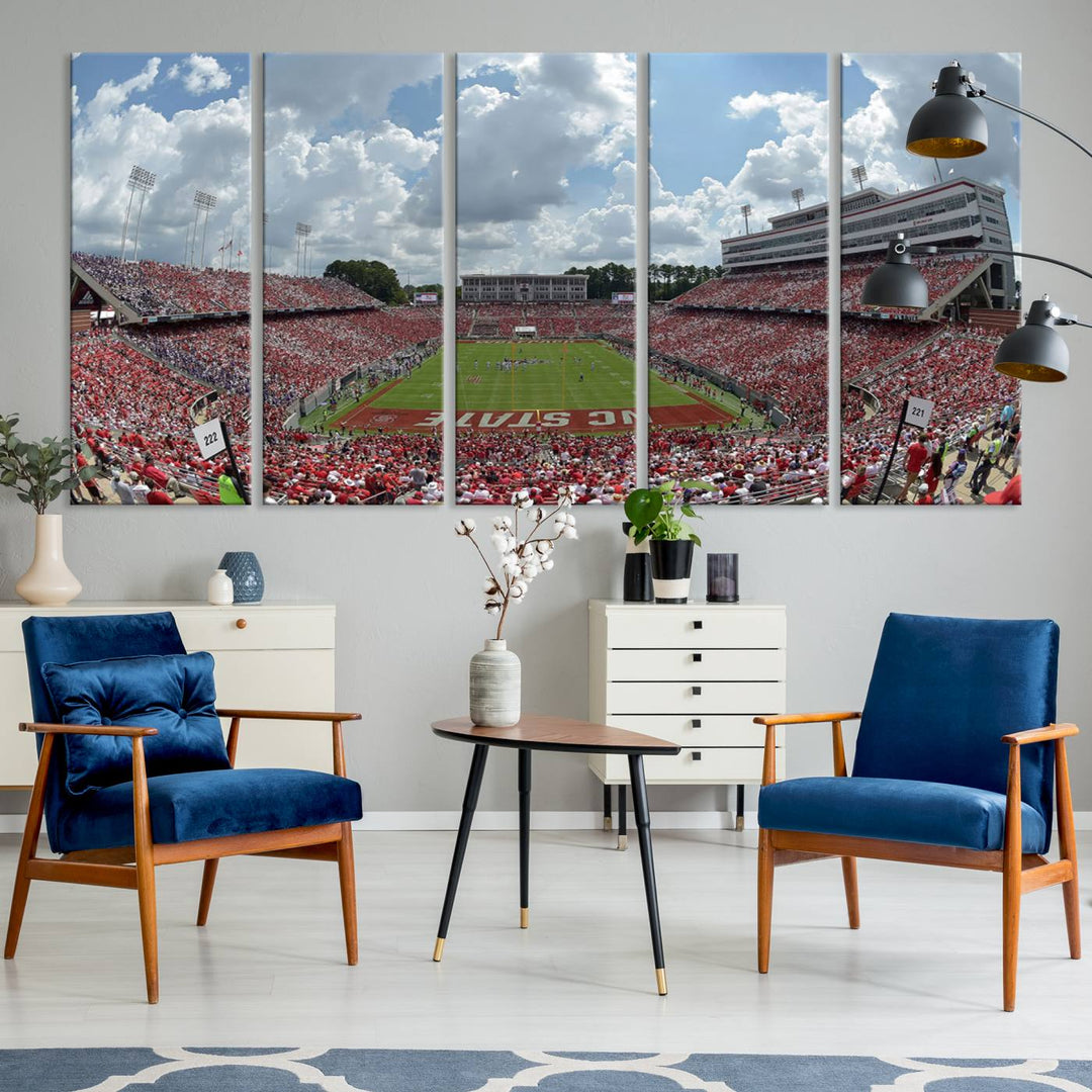 NC State Wolfpack Football Team Print - Raleigh Carter-Finley Stadium Wall Art Canvas Print