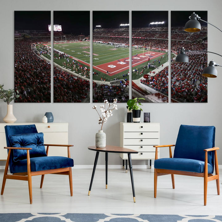 Houston Cougars Football Team Print - Houston TDECU Stadium Wall Art Canvas Print