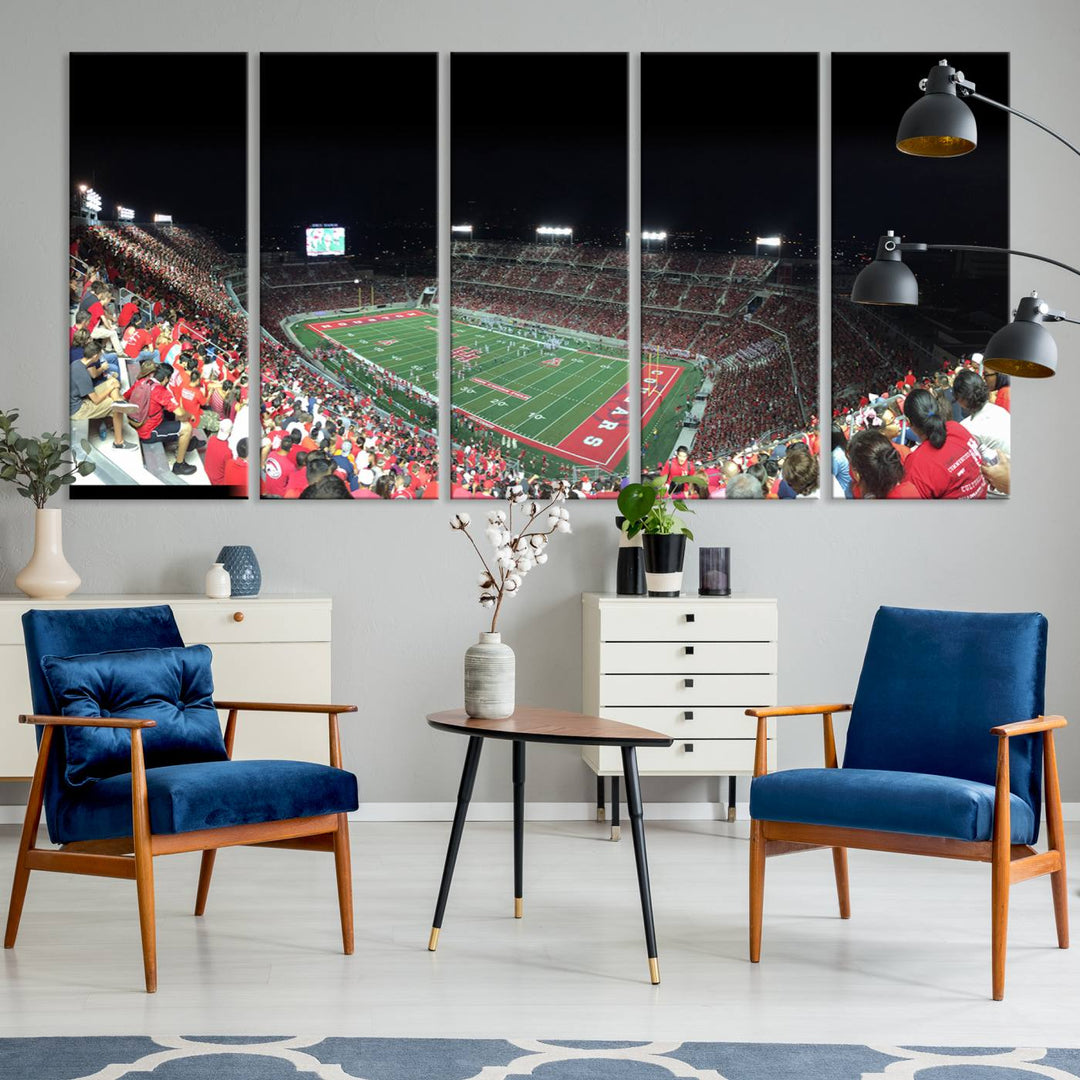 Houston Cougars Football Team Print - Houston TDECU Stadium Wall Art Canvas Print