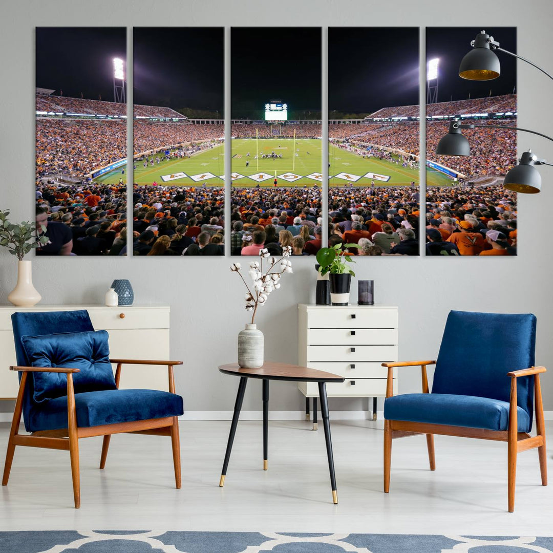 Virginia Cavaliers Football Team Print - Charlottesville Scott Stadium Wall Art Canvas Print