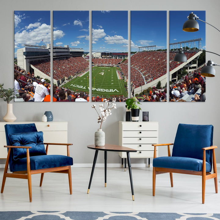 Virginia Tech Hokies Football Team Print - Blacksburg Lane Stadium Wall Art Canvas Print