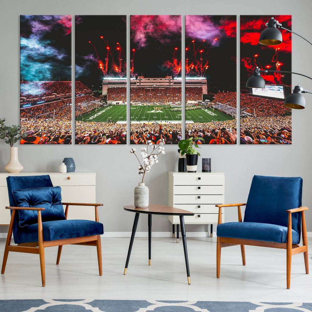 Virginia Tech Hokies Football Team Print - Blacksburg Lane Stadium Wall Art Canvas Print