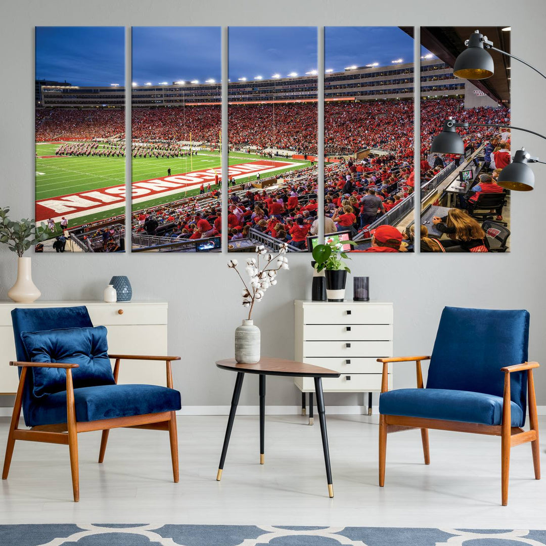 Wisconsin Badgers Football Team Print - Madison Camp Randall Stadium Wall Art Canvas Print