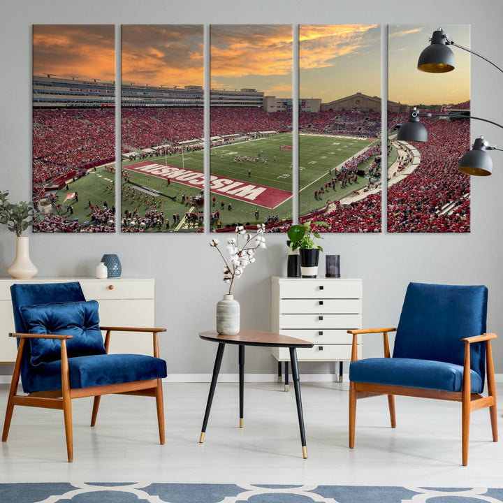 Wisconsin Badgers Football Team Print - Madison Camp Randall Stadium Wall Art Canvas Print