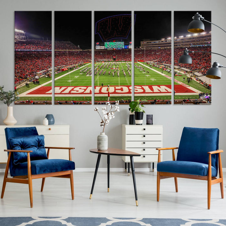 Wisconsin Badgers Football Team Print - Madison Camp Randall Stadium Wall Art Canvas Print