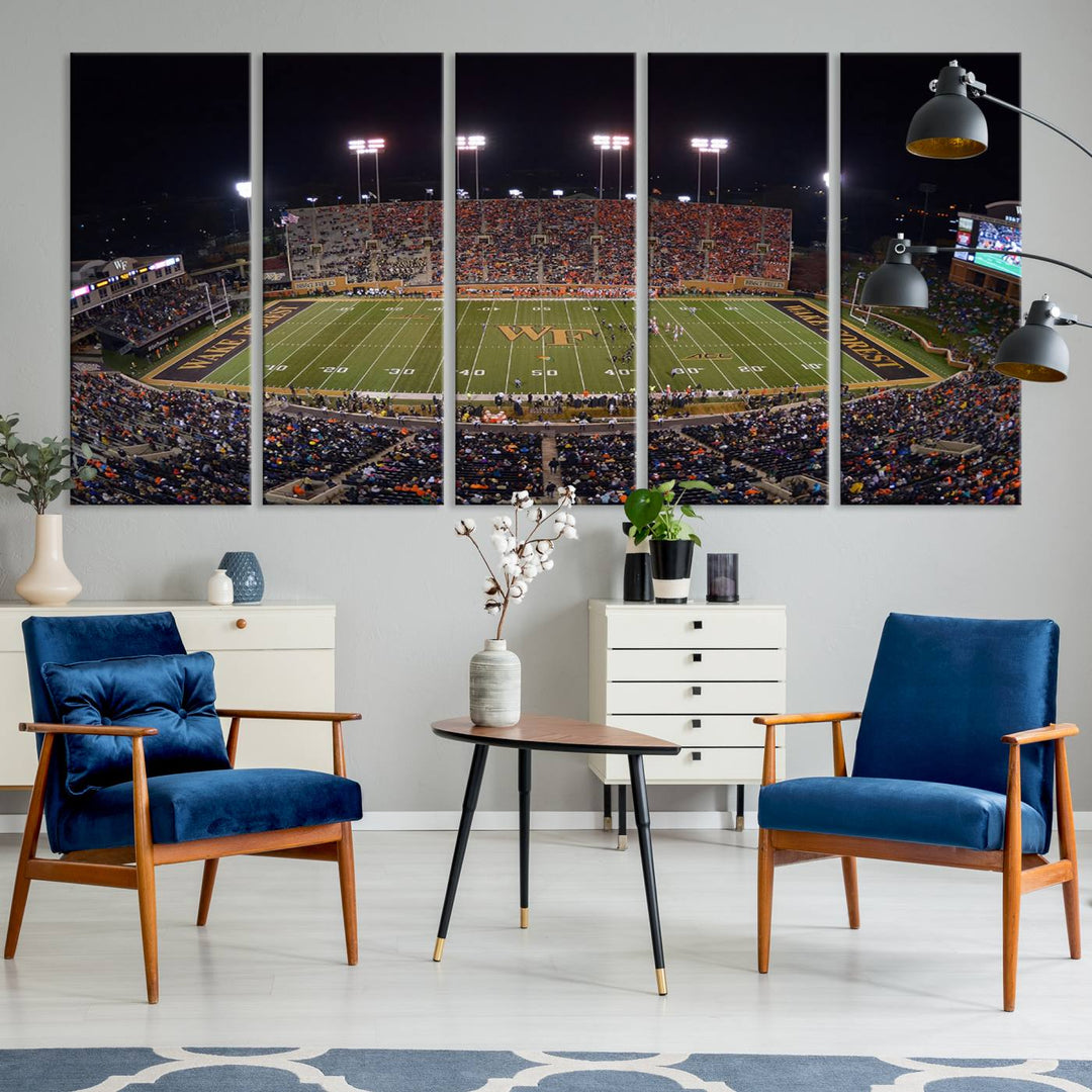 Demon Deacons Football Team Print - Winston-Salem Allegacy Federal Credit Union Stadium Wall Art Canvas Print