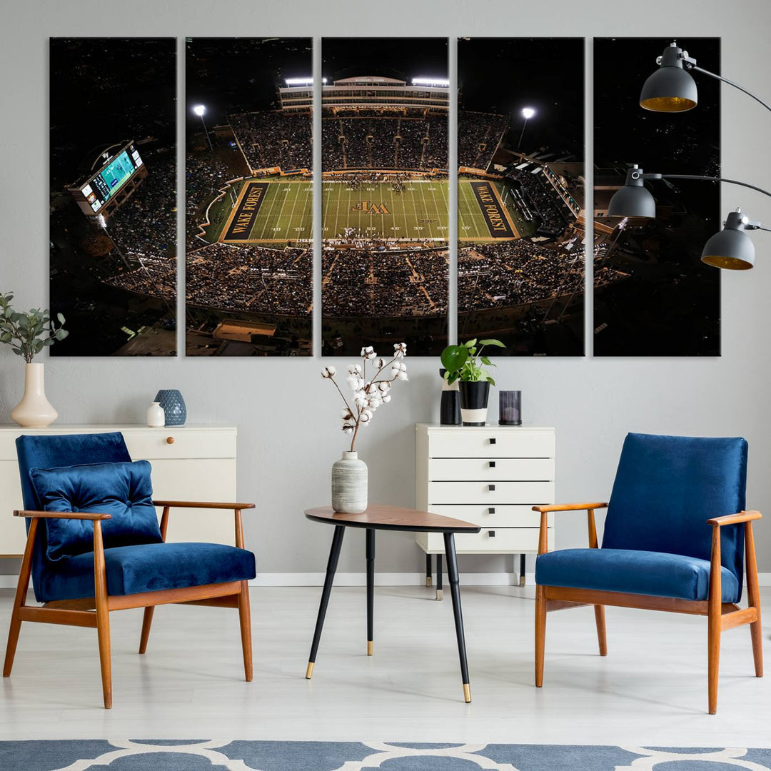 Wake Forest University Demon Deacons Football Team Print - Winston-Salem Allegacy Federal Credit Union Stadium Wall Art Canvas Print