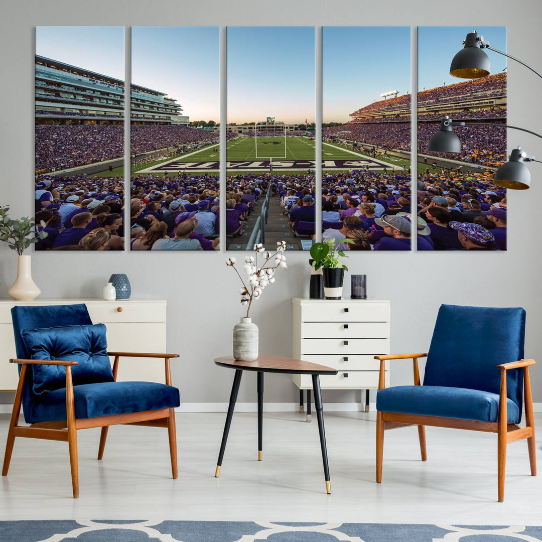 Kansas State University Wildcats Football Team Print - Manhattan Bill Snyder Family Football Stadium Wall Art Canvas Print