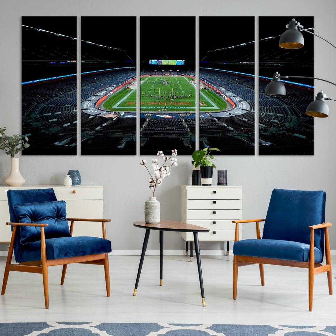 Denver Broncos Football Team Print - Denver Empower Field at Mile High Stadium Wall Art Canvas Print