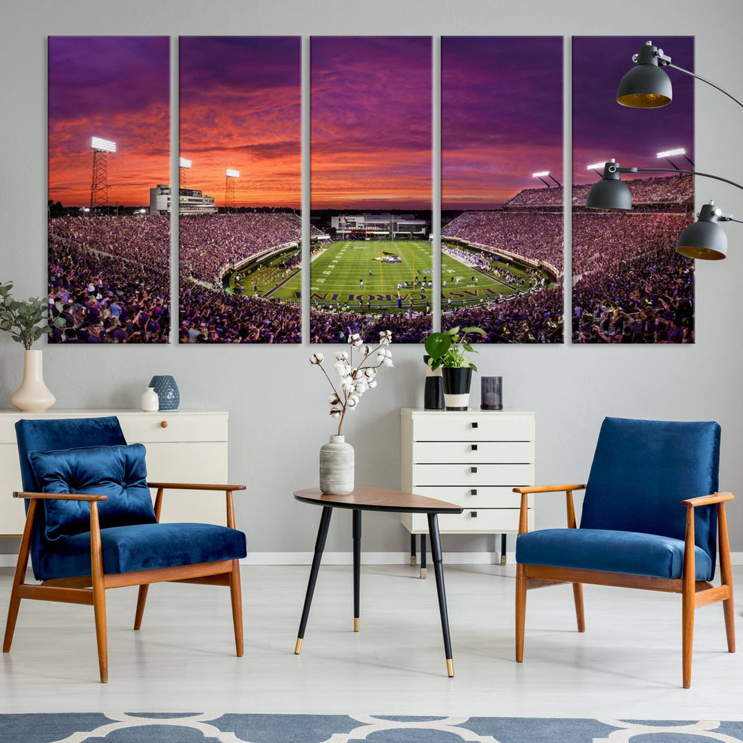 East Carolina University Pirates Football Team Print - Greenville Dowdy-Ficklen Stadium Wall Art Canvas Print