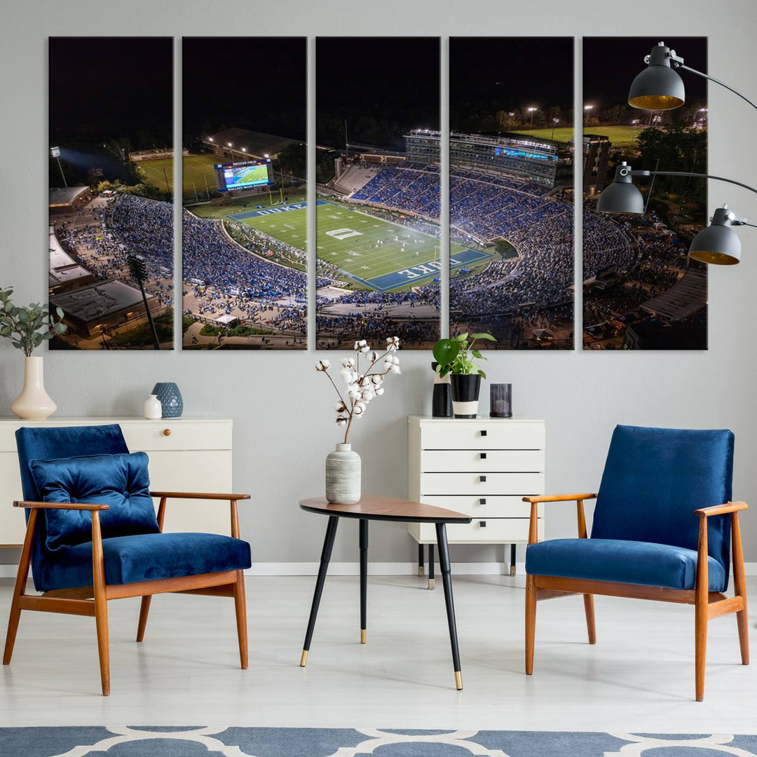 Duke University Blue Devils Football Team Print - Durham Wallace Wade Stadium Wall Art Canvas Print