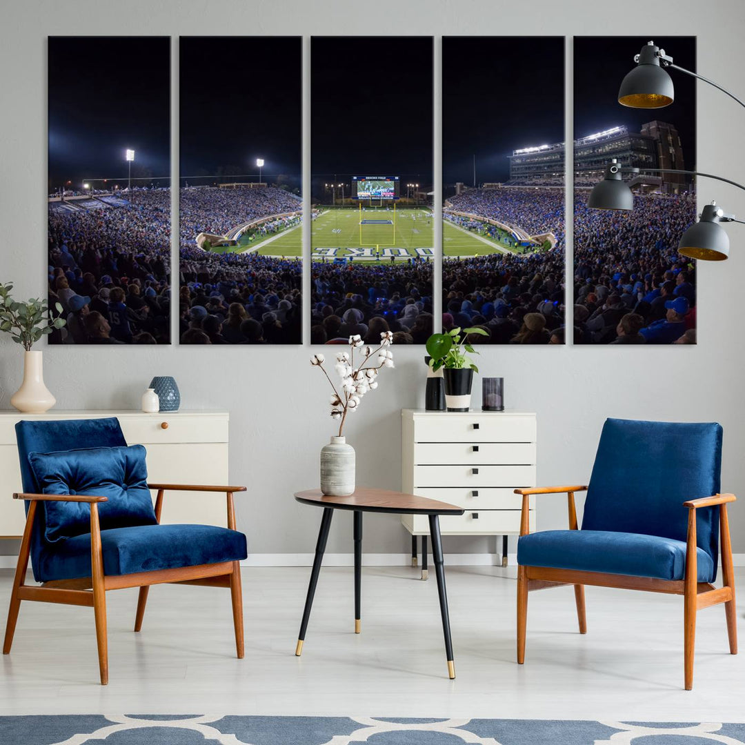 Duke University Blue Devils Football Team Print - Durham Wallace Wade Stadium Wall Art Canvas Print