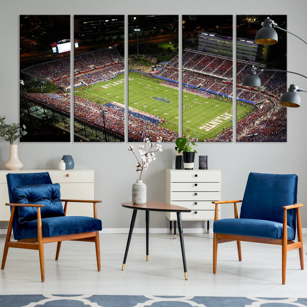 Florida Atlantic University Owls Football Team Print - Boca Raton FAU Stadium Wall Art Canvas Print