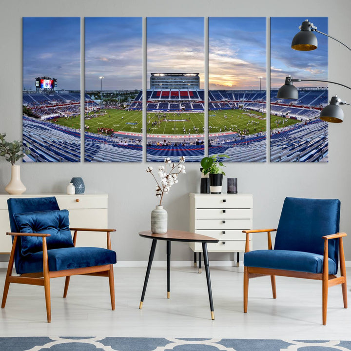 Florida Atlantic University Owls Football Team Print - Boca Raton FAU Stadium Wall Art Canvas Print