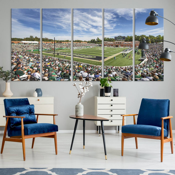 University of Charlotte 49ers Football Team Print - Charlotte Jerry Richardson Stadium Wall Art Canvas Print