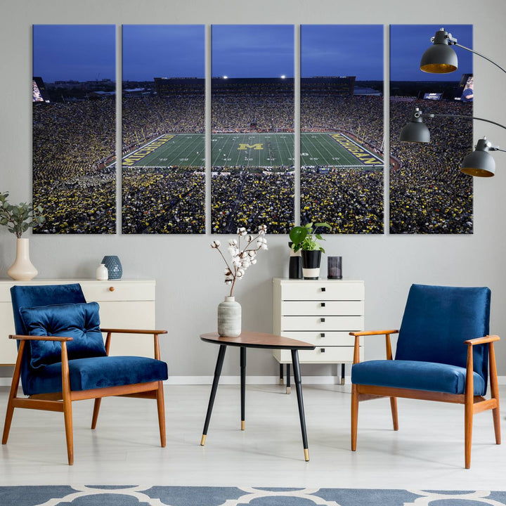 University of Michigan Wolverines Football Team Print - Ann Arbor Michigan Stadium Wall Art Canvas Print