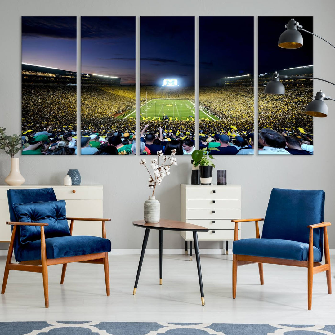 University of Michigan Wolverines Football Team Print - Ann Arbor Michigan Stadium Wall Art Canvas Print