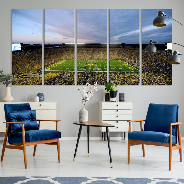 University of Michigan Wolverines Football Team Print - Ann Arbor Michigan Stadium Wall Art Canvas Print