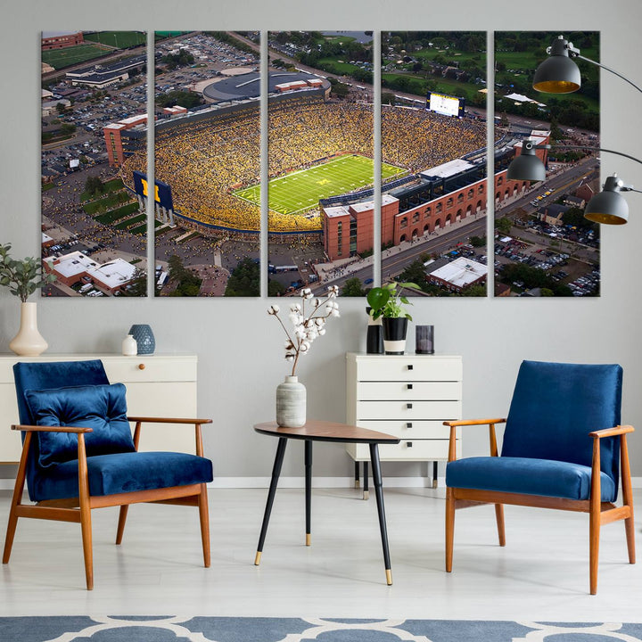 University of Michigan Wolverines Football Team Print - Ann Arbor Michigan Stadium Wall Art Canvas Print