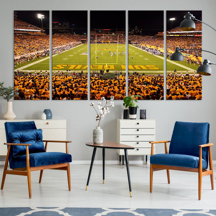 ASU Sun Devils Football Team Print - Phoenix Mountain America Stadium Wall Art Canvas Print