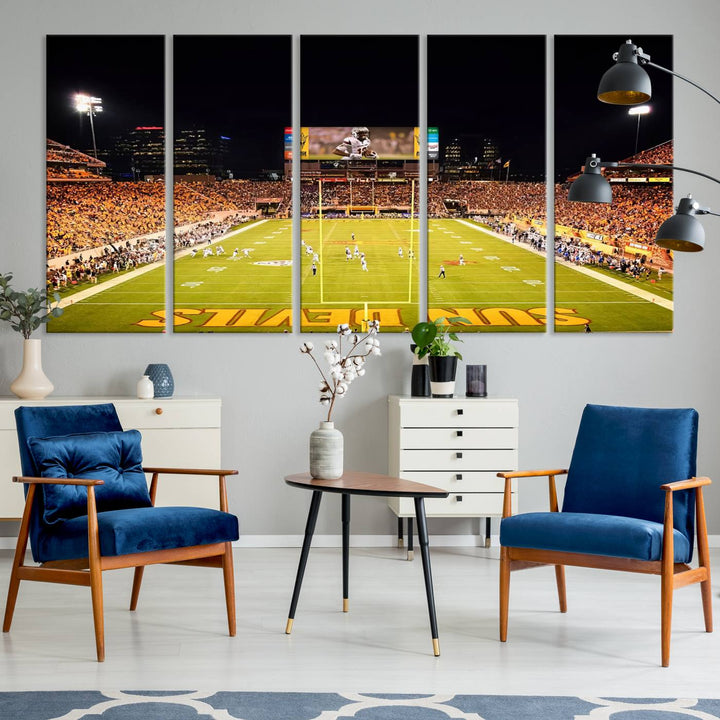 ASU Sun Devils Football Team Print - Phoenix Mountain America Stadium Wall Art Canvas Print