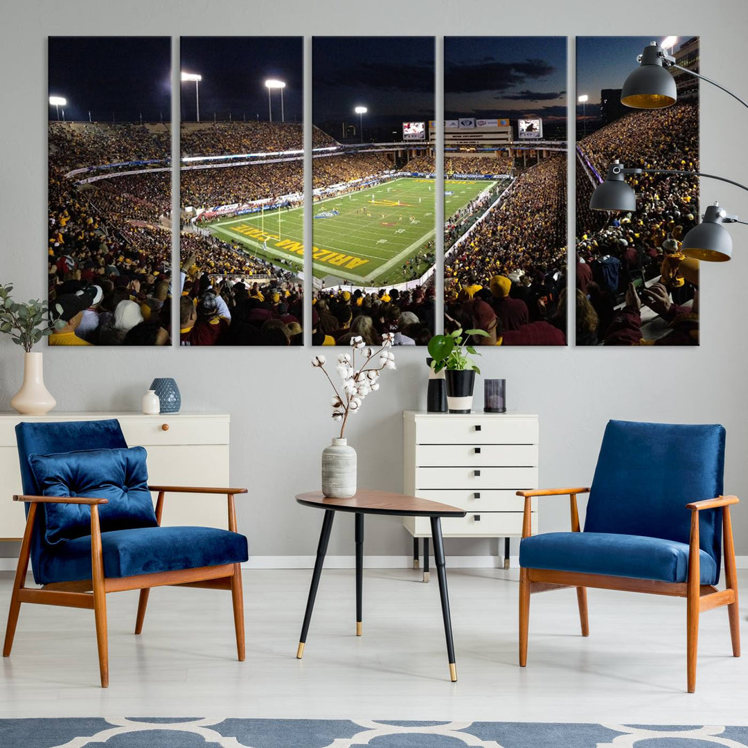 ASU Sun Devils Football Team Print - Phoenix Mountain America Stadium Wall Art Canvas Print