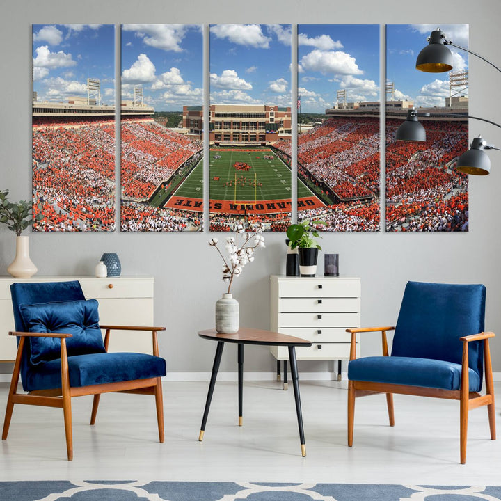 Oklahoma State Cowboys Football Team Print - Stillwater Boone Pickens Stadium Wall Art Canvas Print