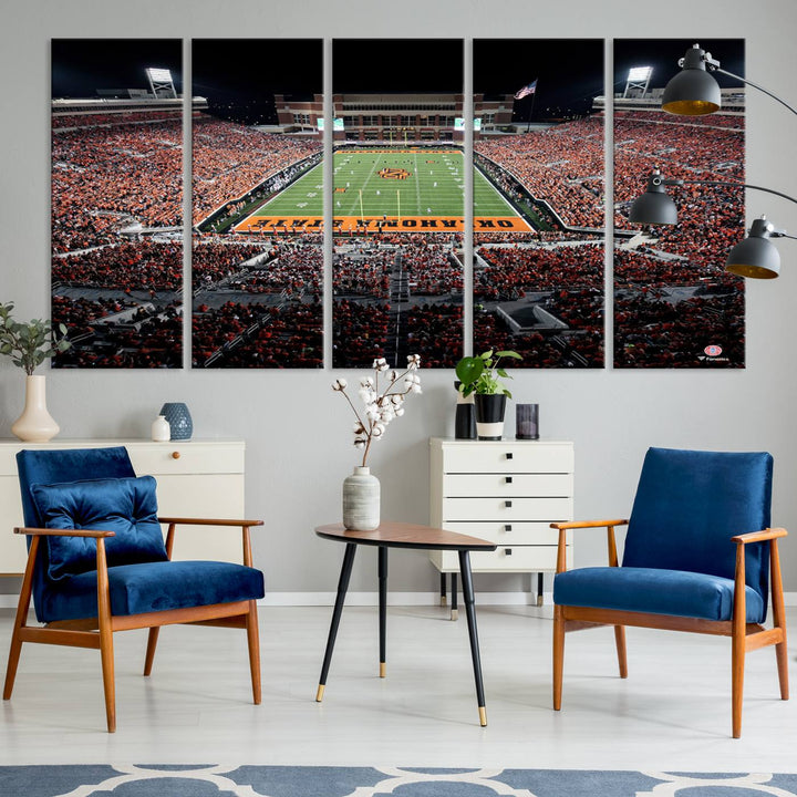 Oklahoma State Cowboys Football Team Print - Stillwater Boone Pickens Stadium Wall Art Canvas Print