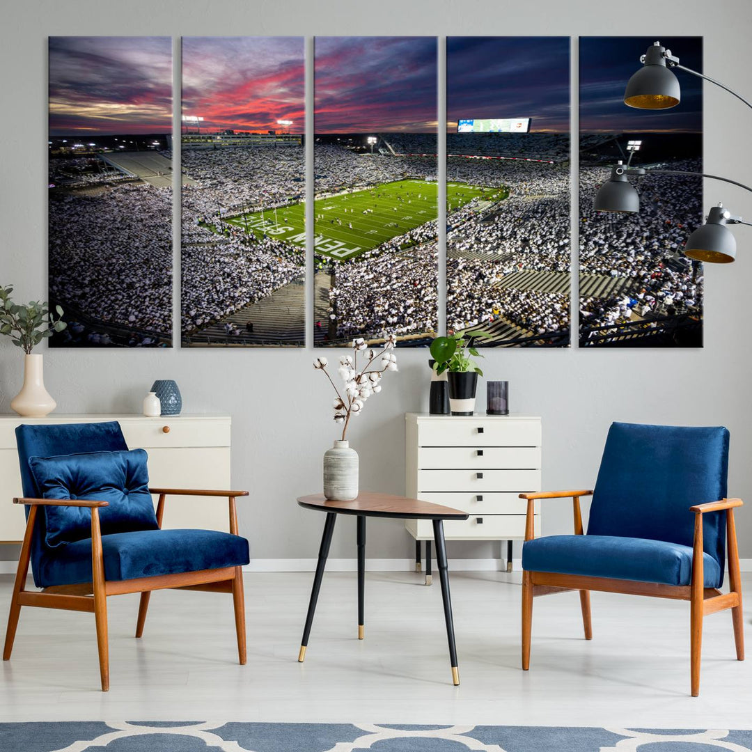 Penn State Nittany Lions Football Team Print - University Park Beaver Stadium Wall Art Canvas Print