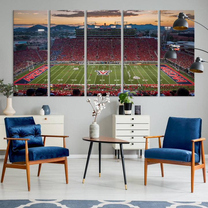 Arizona Wildcats Football Team Print - Tucson Arizona Stadium Wall Art Canvas Print