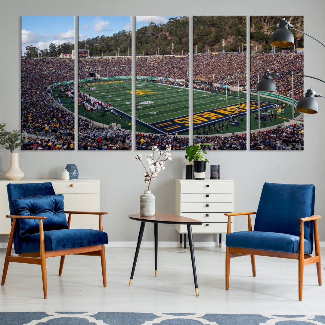 University of California Golden Bears Football Team Print - Berkeley California Memorial Stadium Wall Art Canvas Print