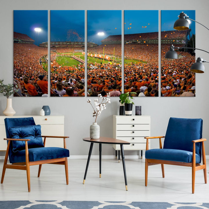 Clemson University Tigers Football Team Print - Clemson Memorial Stadium Wall Art Canvas Print