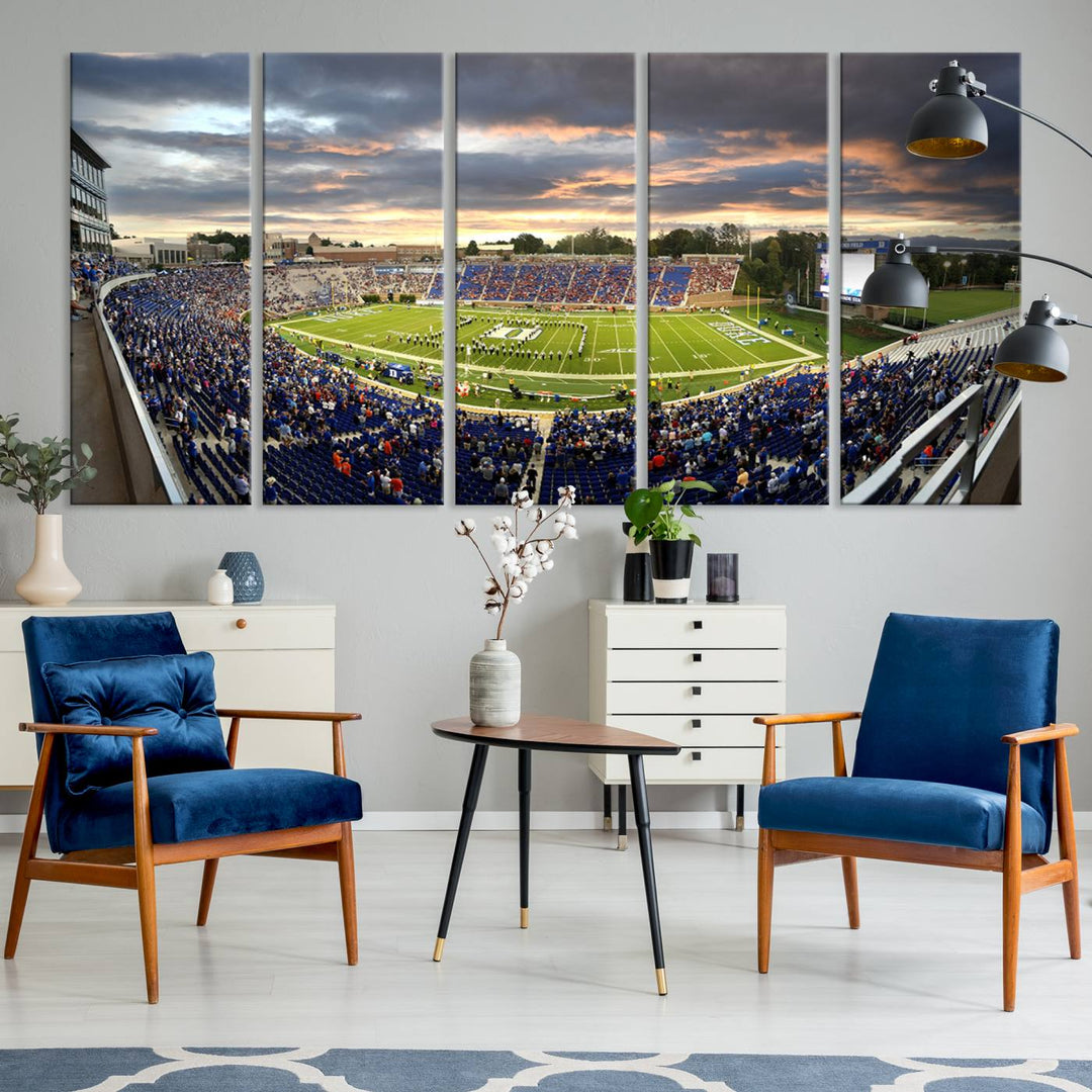 Duke University Blue Devils Football Team Print - Durham Wallace Wade Stadium Wall Art Canvas Print