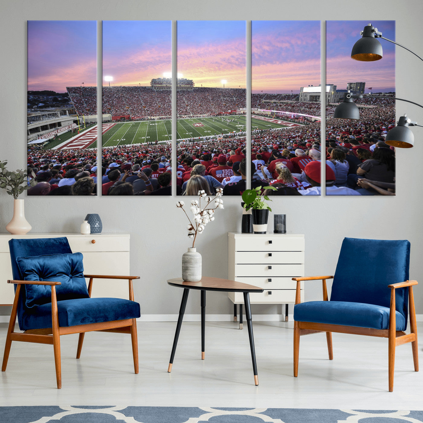 13046-MGV-CV-36X24-Indiana University Hoosiers Football Team Print - Bloomington Memorial Stadium Wall Art Canvas Print