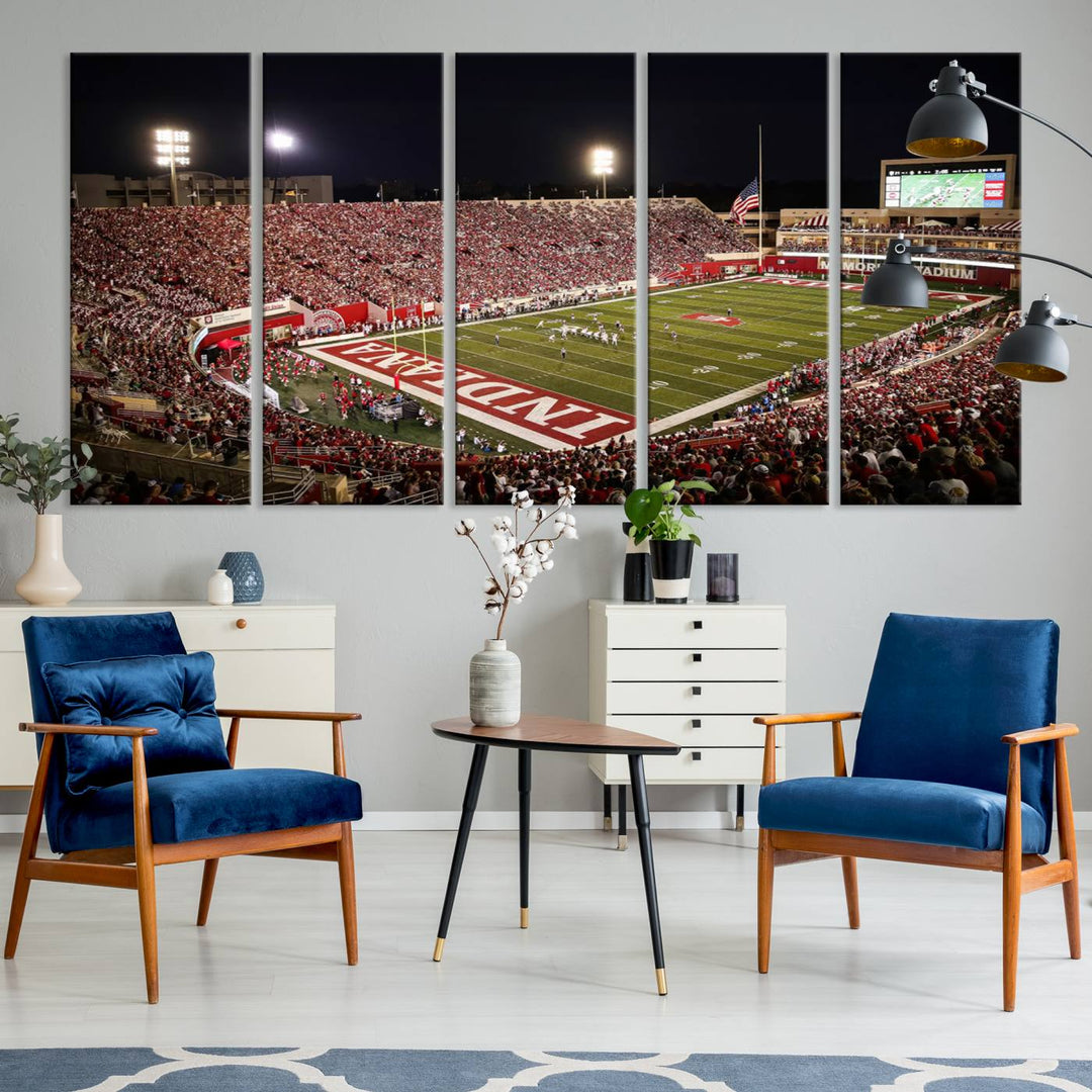 Indiana University Hoosiers Football Team Print - Bloomington Memorial Stadium Wall Art Canvas Print