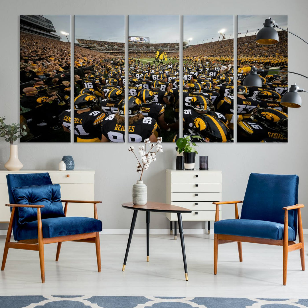 Iowa University Hawkeyes Football Team Print - Iowa City Kinnick Stadium Wall Art Canvas Print