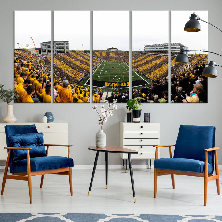 Iowa University Hawkeyes Football Team Print - Iowa City Kinnick Stadium Wall Art Canvas Print